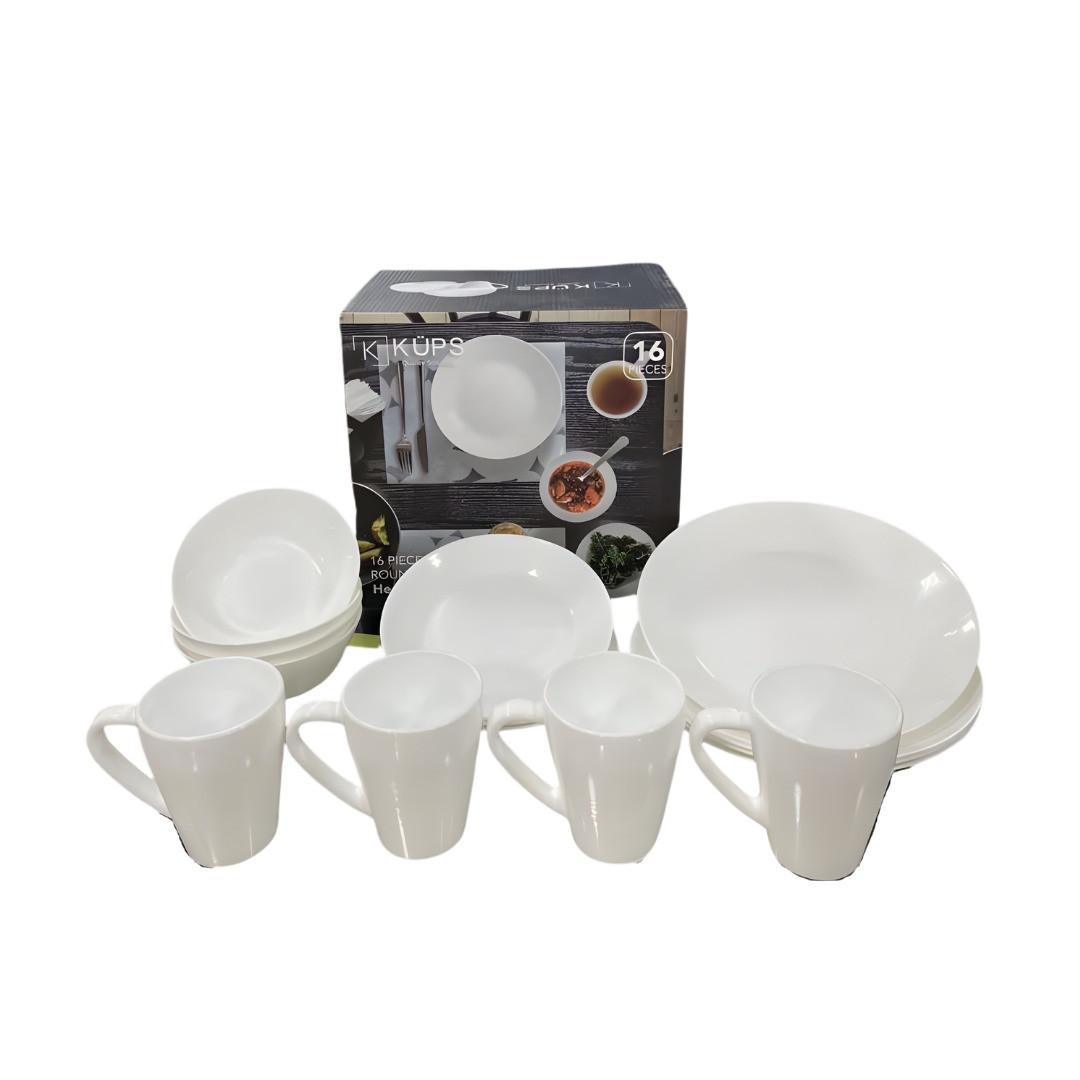 COD:10197 - JUEGO DE PLATOS KUPS CUADRADO 16P BLANCO