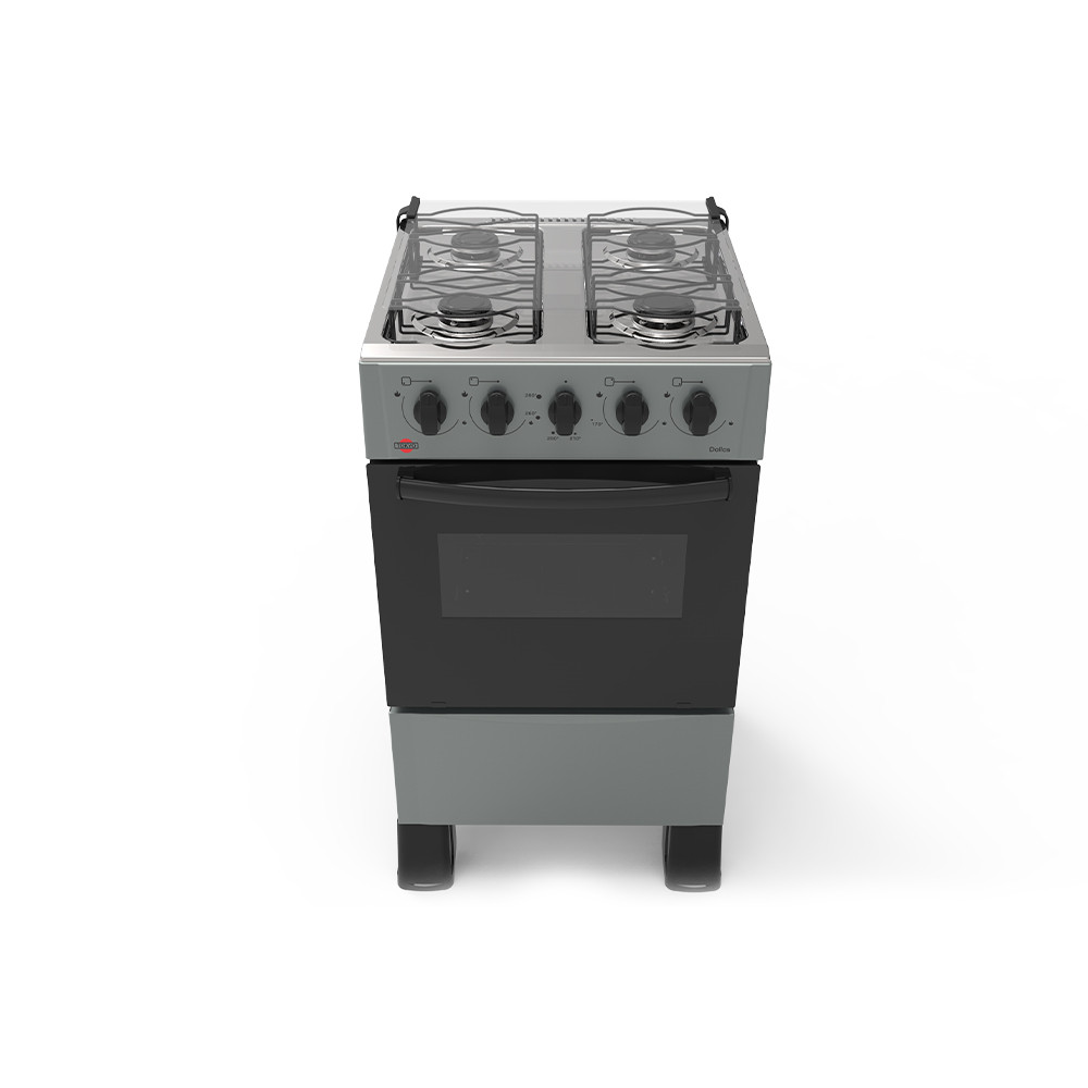 COD:111000093 - COCINA A GAS TOKYO DALLAS SILVER 4H MESA INOX TAPA DE VIDRIO HORNO LIMPIA FACIL