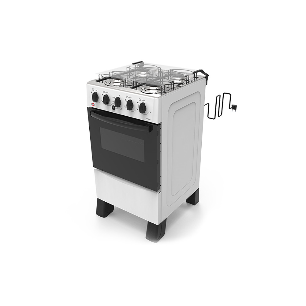 COD:111000764 - COCINA A GAS TOKYO BRAVO BLANCO 4H MESA INOX C/ENCENDIDO TAPA DE VIDRIO HORNO LI