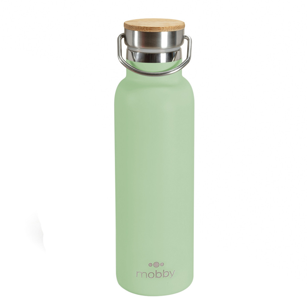 COD:333000344 - BOTELLA A.INOX 450ML D/PARED VER TAPA BAMBOO MOBBY