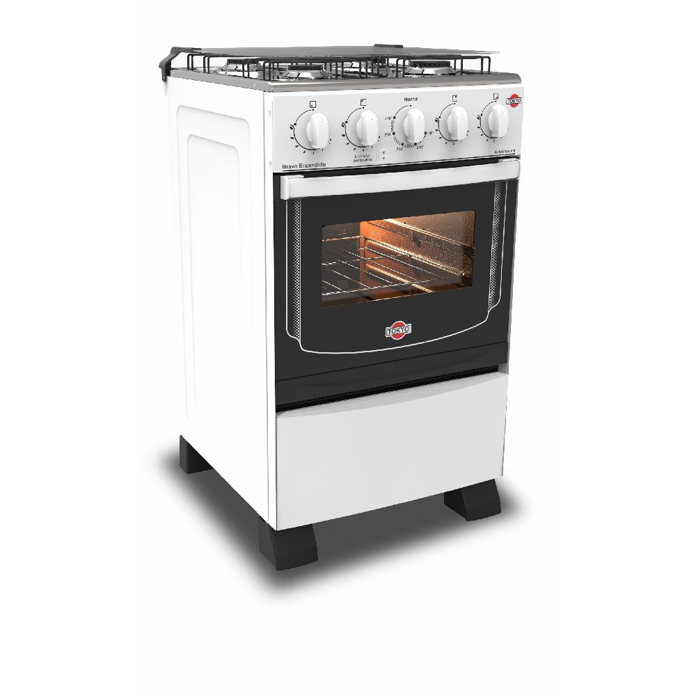 COD:COTOBRA4HECP-RE - Cocina A Gas Tokyo Bravo Con Encendido 4h Calienta Platos Mesa Inox Con Luz