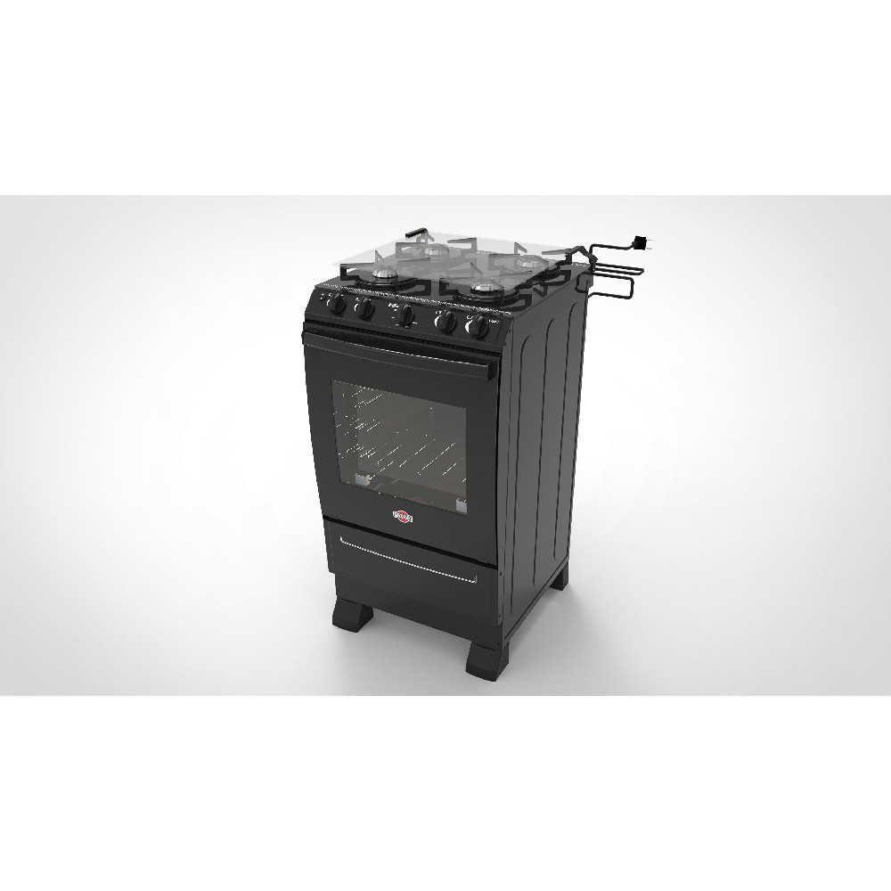 COD:COTOCRI4HN-RE - Cocina A Gas Tokyo Cristal 4h Negra Mesada D/vidrio Top Control Parilla...